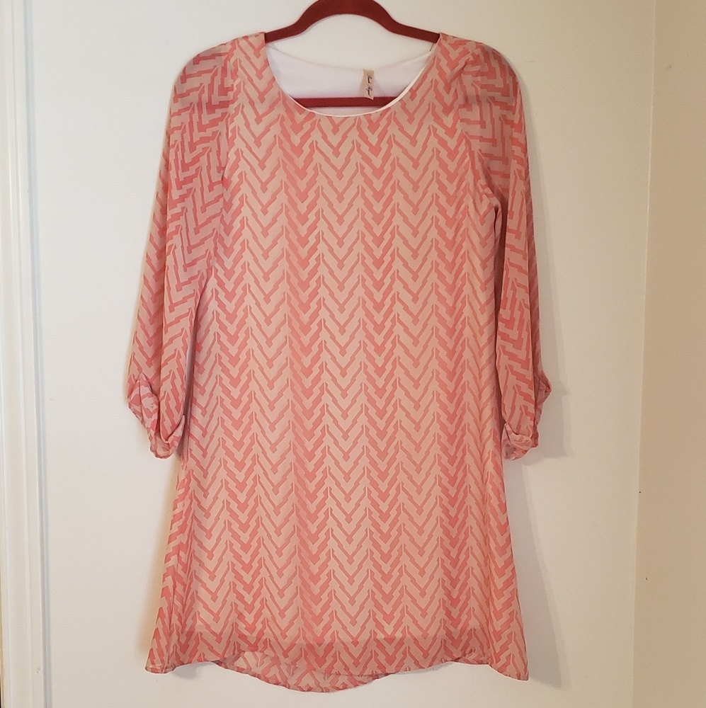 Royal peach coral Chevron watercolor print